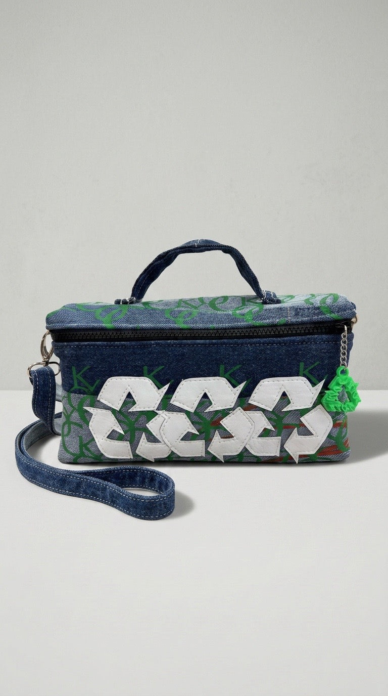 Upcycled Monogram   Denim Shoulder/ Handbag