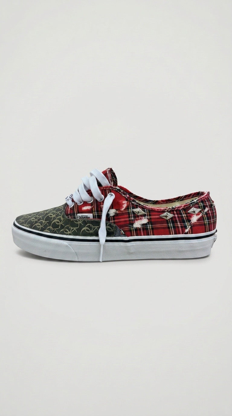 Red Plaid Leather Toe Authentic