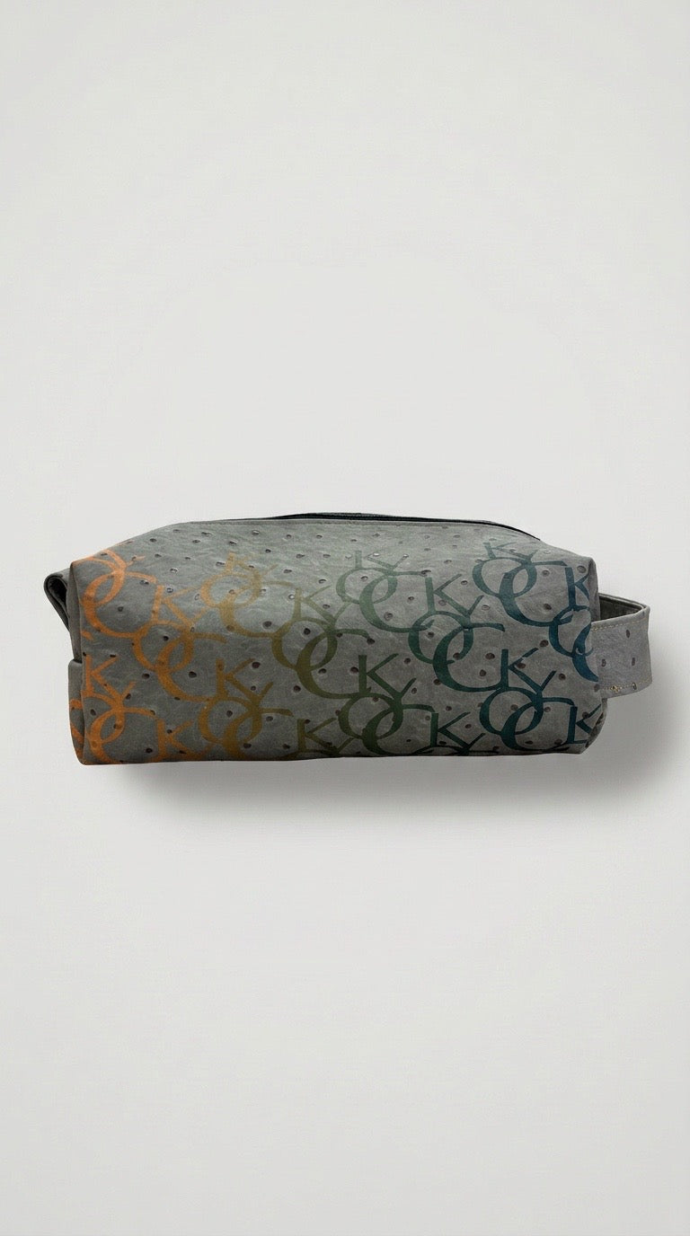 Gray  Monogram Ostrich Dopp kit