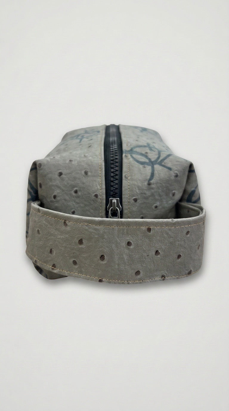 Gray  Monogram Ostrich Dopp kit