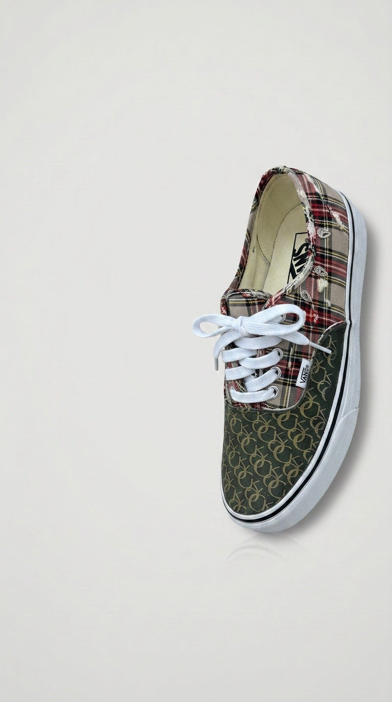 Tan Plaid Leather Toe Authentic
