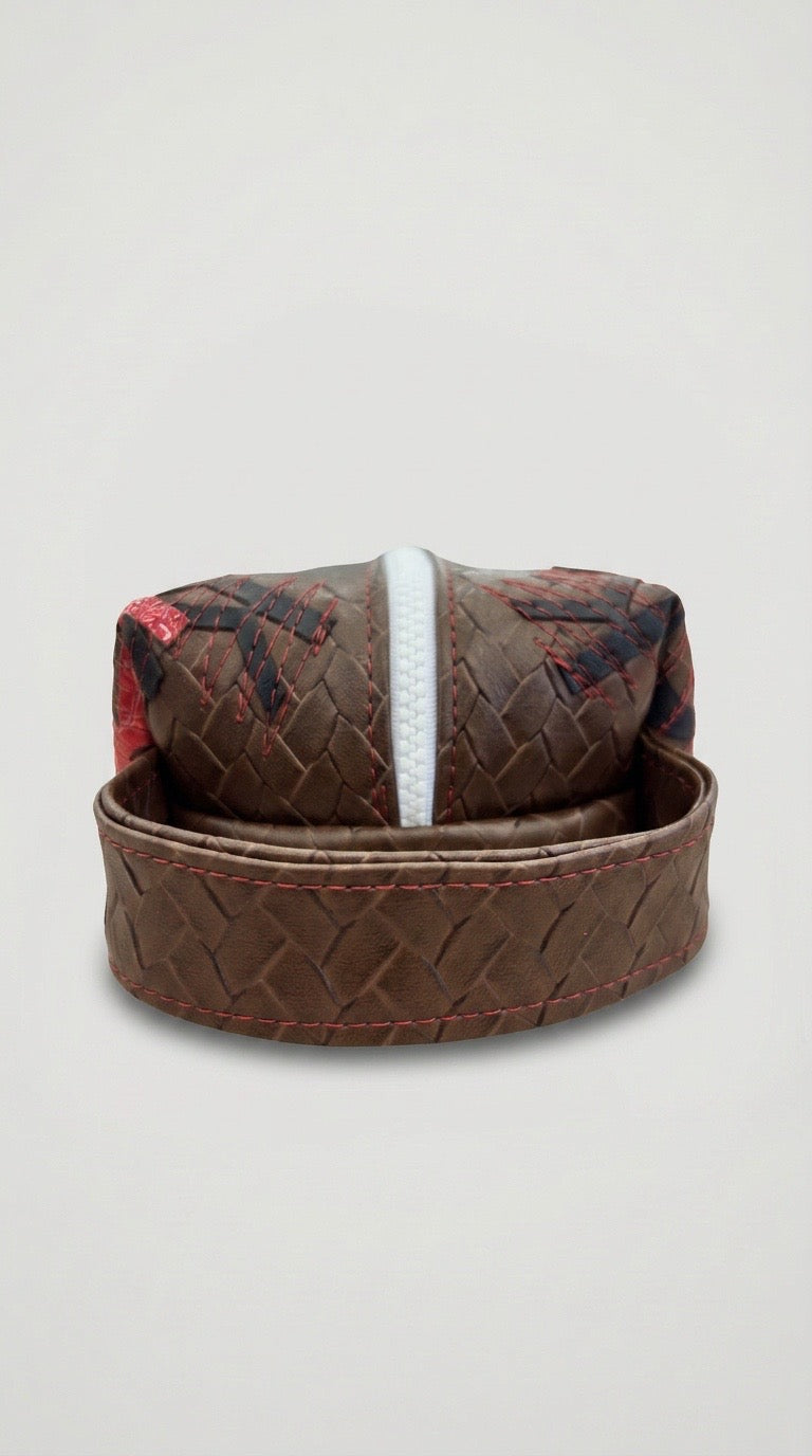 Brown Weave Croc Dopp